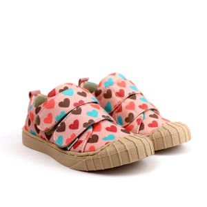 Trampki dziecięce MidoShoes 30-58 Pink Hearts szeroki czubek rzepy lekkie