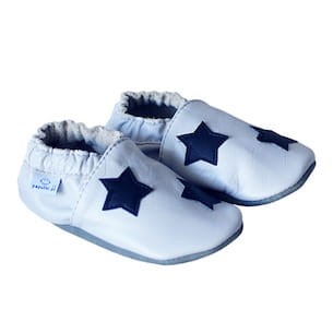 Kapcie skórzane dziecięce Paputki szary gwiazdki soft sole 2.jpg