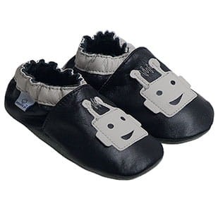 Kapcie skórzane dziecięce Paputki czarny robot soft sole 1
