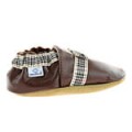 Kapcie skórzane dziecięce Paputki brąz kokardka soft sole 2